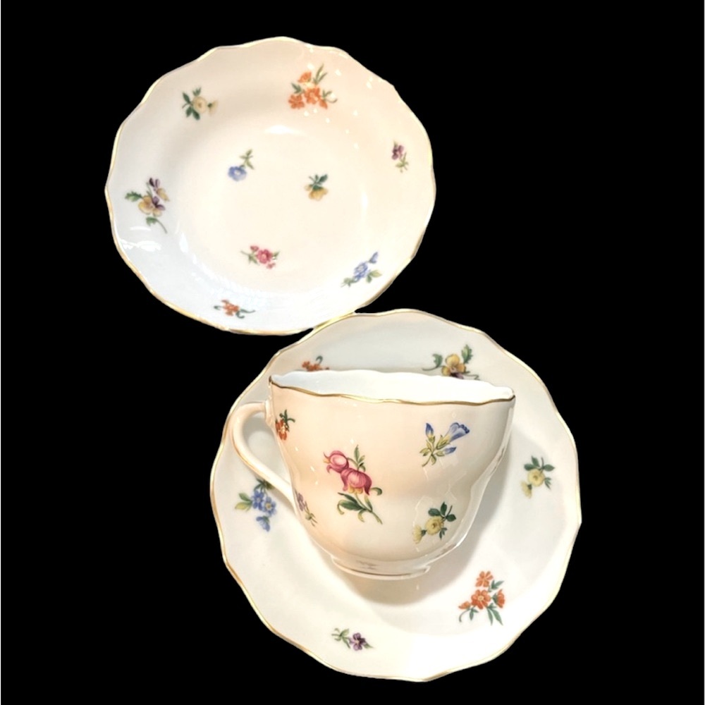 NWOT HUTSCHENREUTHER "MIRABELL" One TEACUP & Two SAUCERS